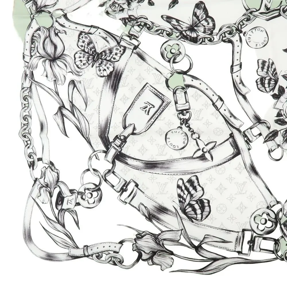 Louis Vuitton Blooming Monogram Carre 90 Silk Scarf Green